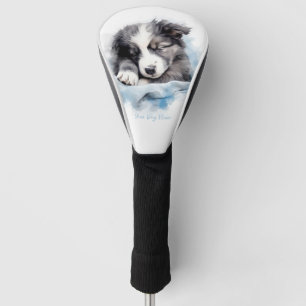 Super cute angel sleeping puppy Border Collie dog Golf Head Cover