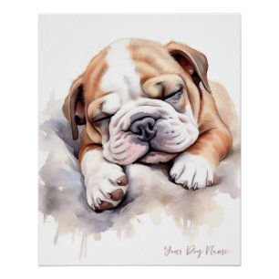 Super cute angel sleeping puppy Bulldog 001 - Wend Poster