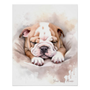 Super cute angel sleeping puppy Bulldog 002 - Wend Poster