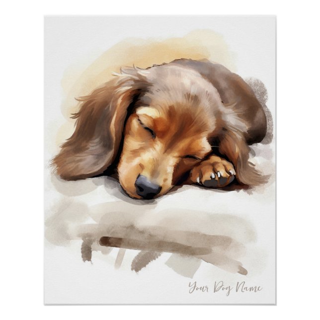 Super cute angel sleeping puppy Dachshund Dog 004  Poster (Front)