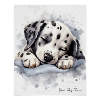 Super cute angel sleeping puppy Dalmatian Dog 001  Poster