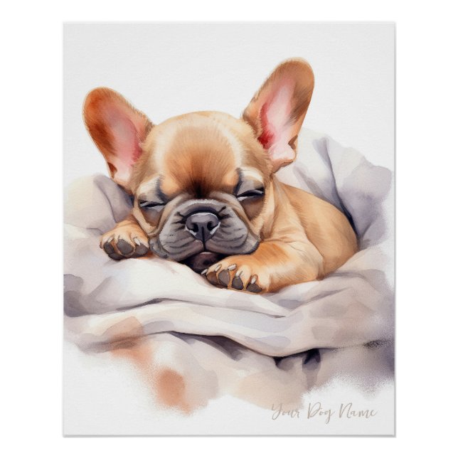 Super cute angel sleeping puppy French Bulldog 001 Poster (Front)