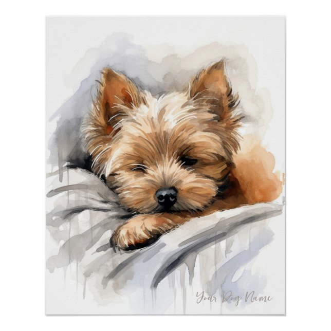 Super cute angel sleeping puppy Yorkshire Terrier  Poster (Front)