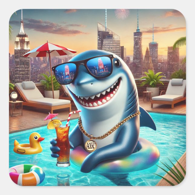 Super Cute Aries Shark Zodiac Sticker (Front)