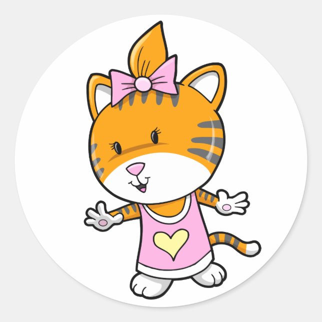 Super Cute Baby Girl Tiger Stickers (Front)