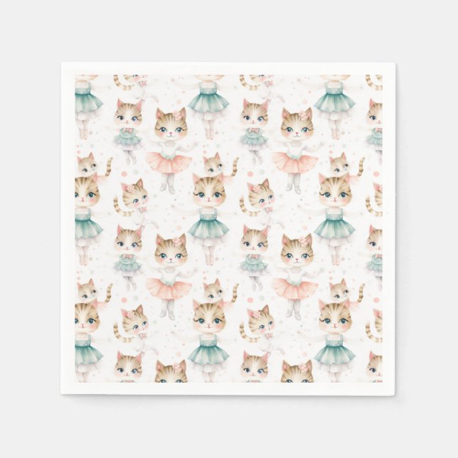 Super Cute Ballerina Cats  Napkin (Front)