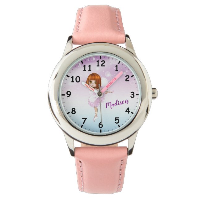 Super Cute Ballerina Personalised Kids Watch (Front)