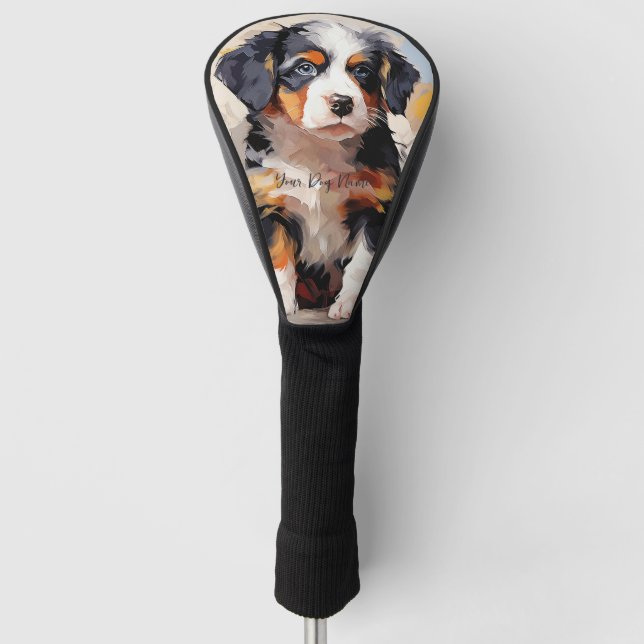 Super Cute Bernese Mountain Dog Puppy 004 - Xeno L Golf Head Cover (Front)