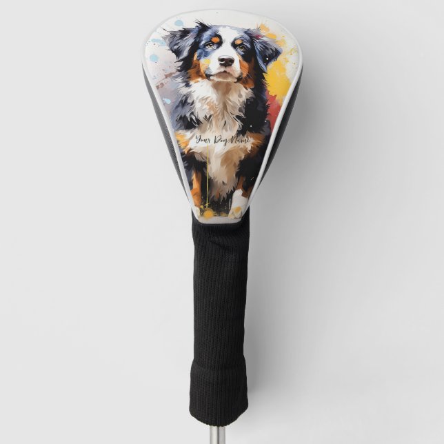 Super Cute Bernese Mountain Dog Puppy 005 - Xeno L Golf Head Cover (Front)