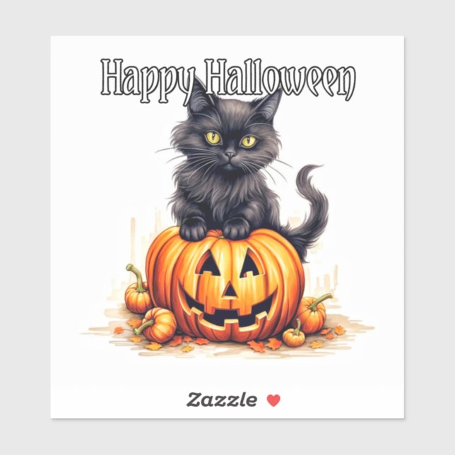 Super Cute Black Kitty Cat | Happy Halloween (Sheet)