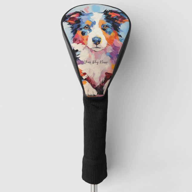 Super Cute Border Collie Dog Puppy 004 - Xeno Luci Golf Head Cover (Front)