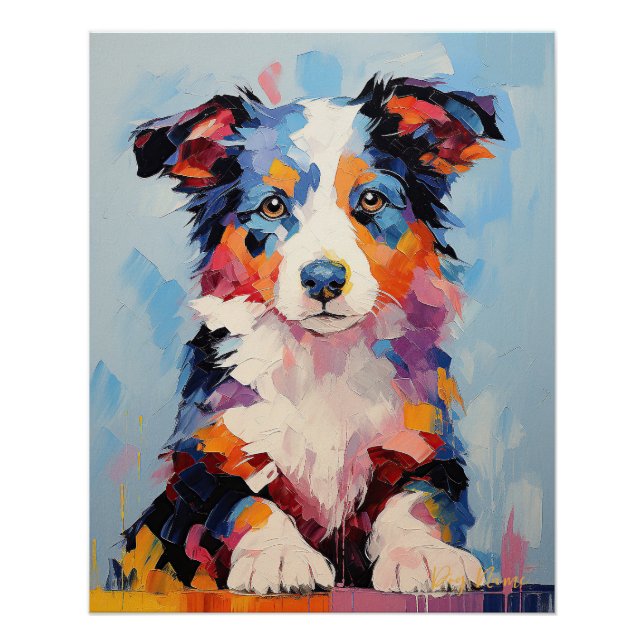 Super Cute Border Collie Dog Puppy 004 - Xeno Luci Poster (Front)