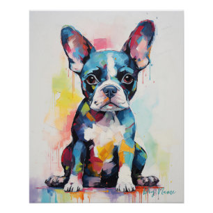 Super Cute Boston Terrier Dog Puppy 002 - Xeno Luc Poster