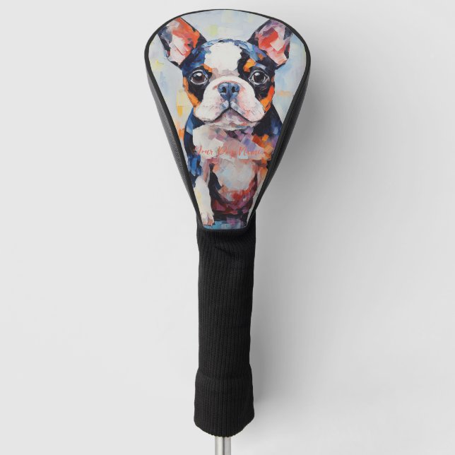 Super Cute Boston Terrier Dog Puppy 003 - Xeno Luc Golf Head Cover (Front)