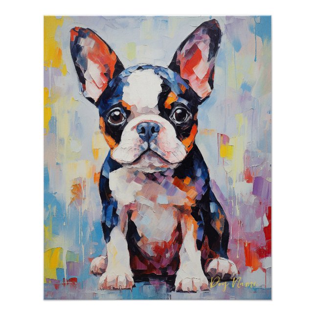 Super Cute Boston Terrier Dog Puppy 003 - Xeno Luc Poster (Front)