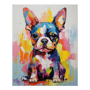 Super Cute Boston Terrier Dog Puppy 004 - Xeno Luc Poster