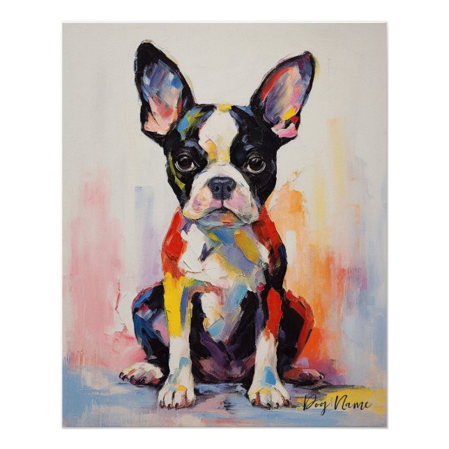 Super Cute Boston Terrier Dog Puppy 005 - Xeno Luc Poster (Front)