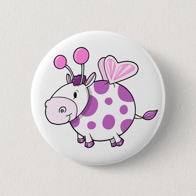 Super Cute Butterfly Fairy Cow Button (Front)