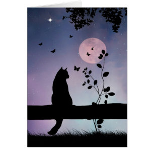 Super Cute Cat and Butterfly Thinking of You Card