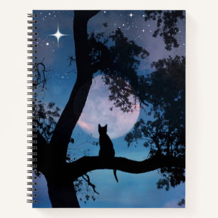 Super Cute Cat and Moon Notebook