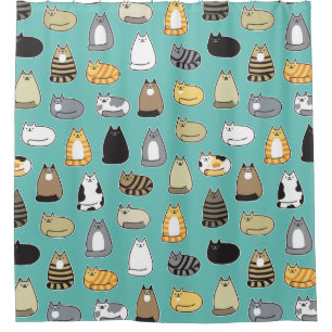 Super Cute Cat Pattern, Choose Your Colour Shower Curtain