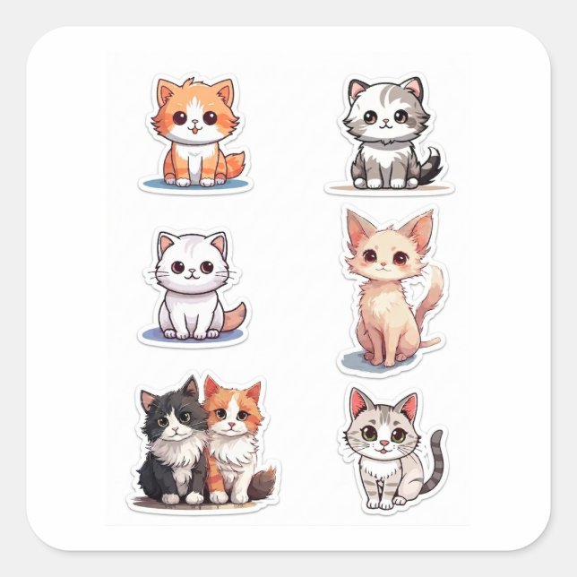 Super Cute Chibi Kitten Stickers Collection - Pack (Front)