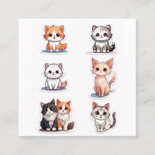 Super Cute Chibi Kitten Stickers Collection - Pack Square Business Card