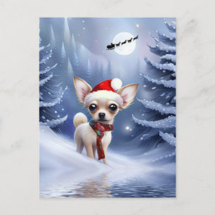 Super Cute Christmas Chihuahua Puppy Holiday Postcard