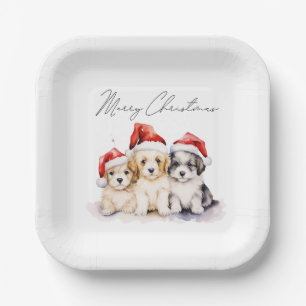 Super cute Christmas puppies Paper Plate