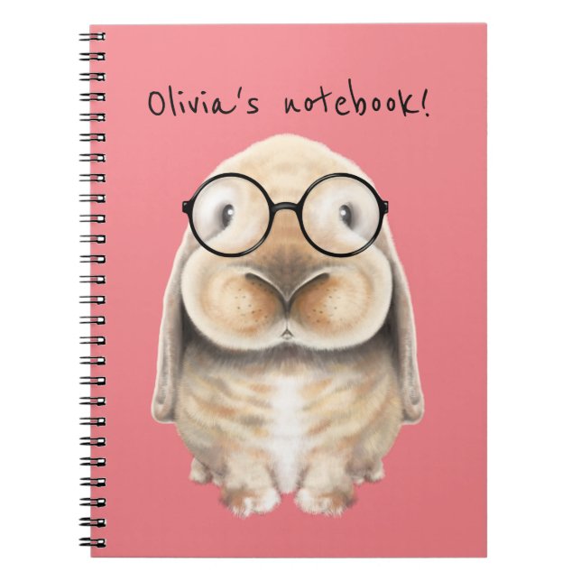 Super Cute Clever Bunny Notebook (Front)