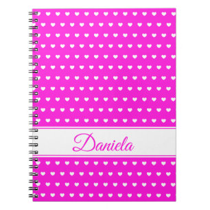 Super Cute Colours Pink And White Hearts, Name Notebook