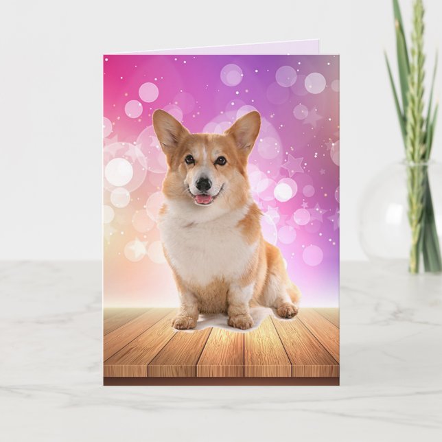 Super Cute Corgi Birthday Card (Front)