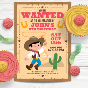 Super Cute Cowboy Birthday Party Invitation