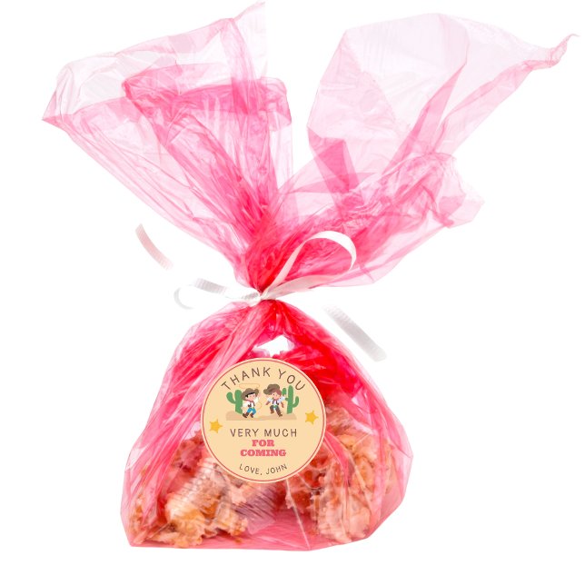 Super Cute Cowboy Cowgirl Birthday Thank You  Classic Round Sticker (Super Cute Cowboy Cowgirl Birthday Thank You Classic Round Sticker)