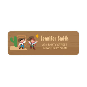 Super Cute Cowboy_Girl Birthday Address Label