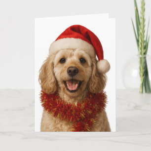 Super cute cream Cockerpoo Christmas card