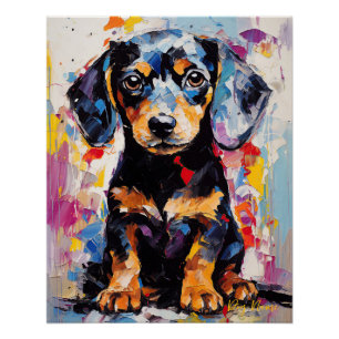 Super Cute Dachshund Dog Puppy 005 - Xeno Lucilfer Poster