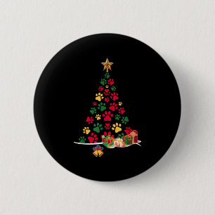 Super Cute Dog Paws Print Christmas Tree  6 Cm Round Badge