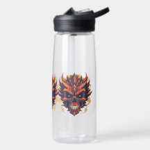 Super Cute Dragon Skull Mascot Water Bottle Design