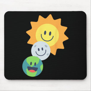 Super Cute Earth Moon Sun Solar Eclipse 2024 Funny Mouse Mat