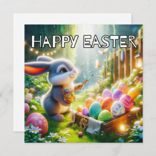 Super Cute Easter Bunny Rabbit Holiday Card