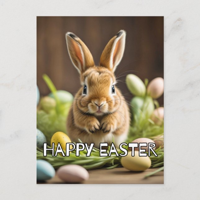 Super Cute Easter Bunny Rabbit Postcard (Front)