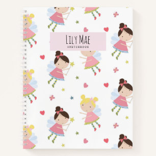 Super Cute Fairy pink Personalised Sketchbook Notebook