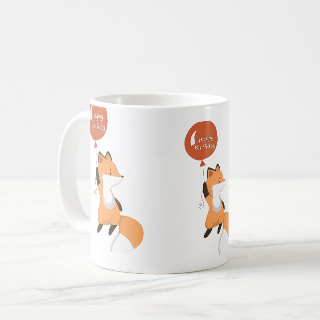 Super cute fox birthday mug (Front Left)