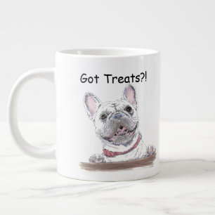 Super Cute French Bulldog Got Treats Large Coffee Mug