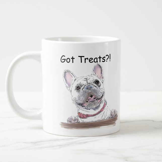 Super Cute French Bulldog | Got Treats Large Coffee Mug (Left)