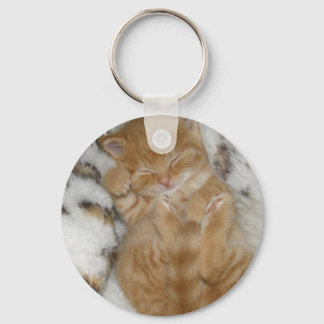 Super Cute Ginger Sleeping Kitten Key Ring