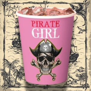 Super Cute Girl Pirate Pink Paper Cups