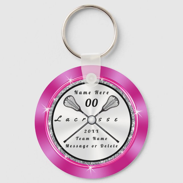 Super Cute Girls Personalised Lacrosse Keychains (Front)