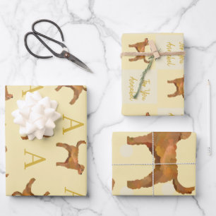 Super cute Golden Doodle Wrapping Paper Sheet